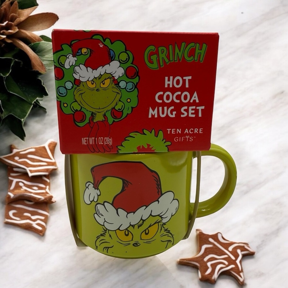 THE GRINCH HOT COCOA MUG SET – TEN ACRE GIFTS 2024 NEW IN BOX